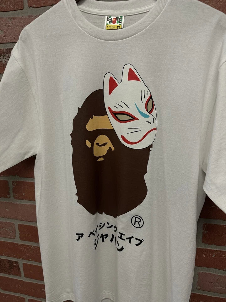 A Bathing Ape Bape Fox Mask White Tee